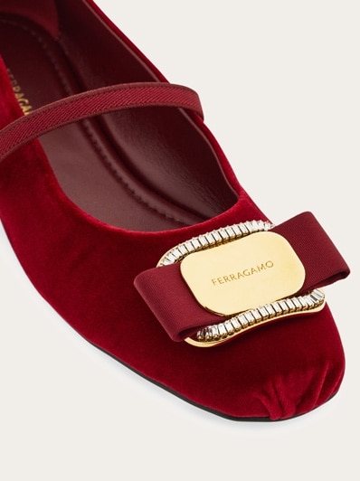パンプス Ferragamo BALLERINA VARA CROC Vara Bow croc-effect leather ballet flats in blue