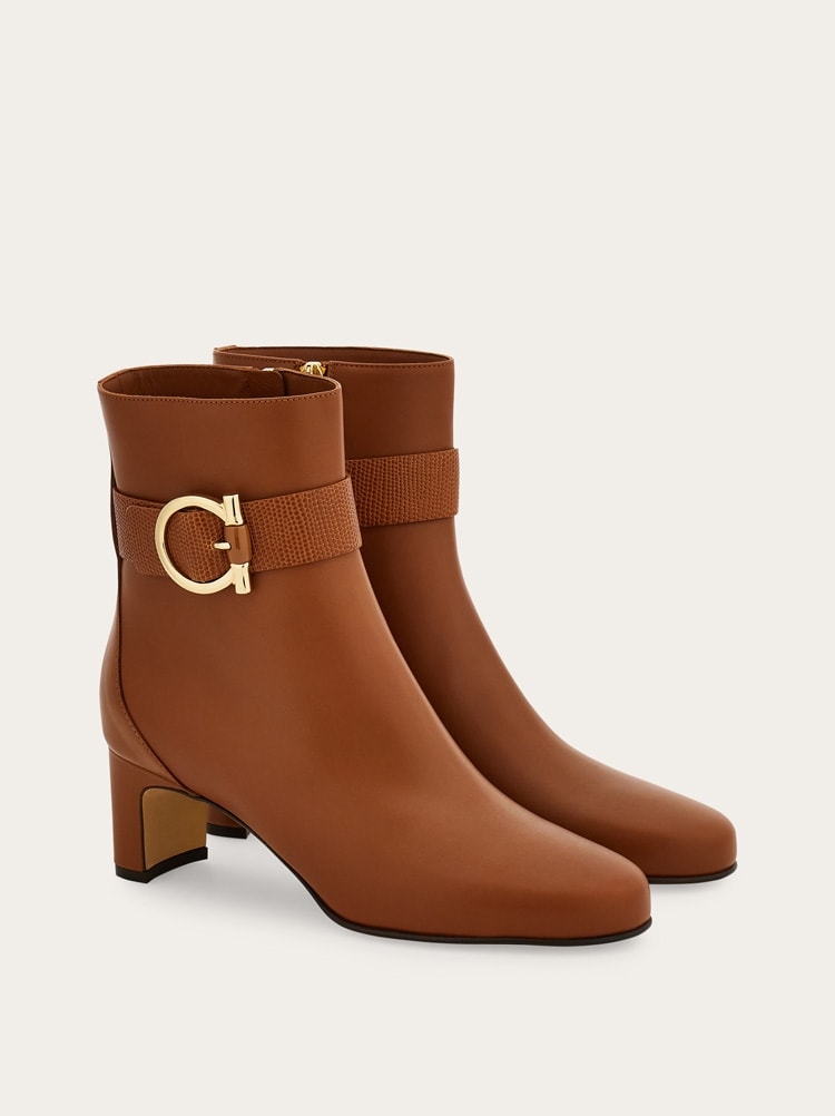 Gancini ornament mid heel ankle boot Gallery image 2