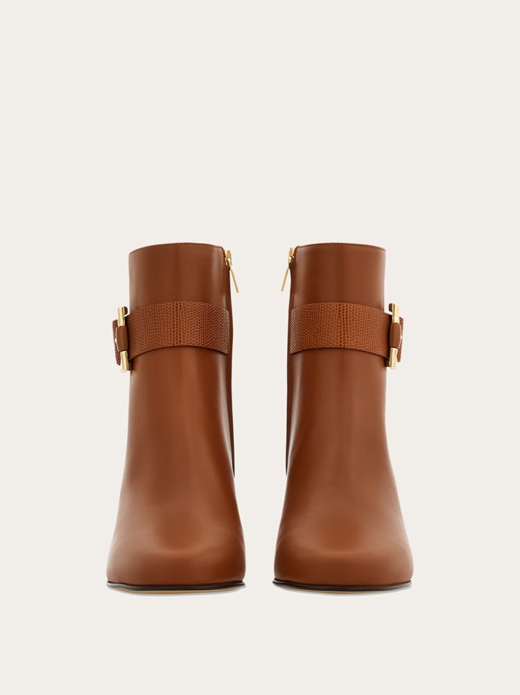 Gancini ornament mid heel ankle boot - Women | Ferragamo