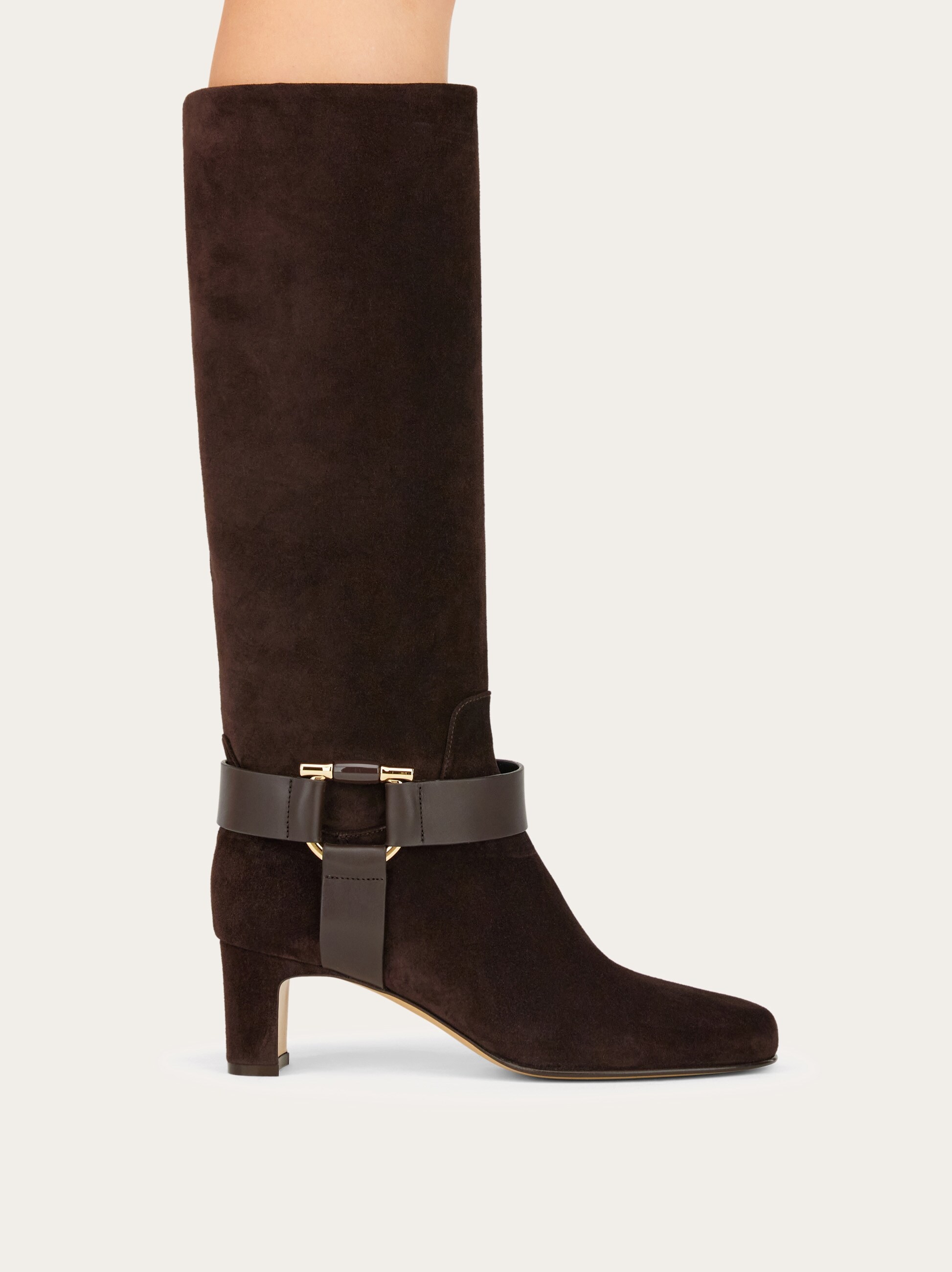 Gancini ornament knee high boot - Women | Ferragamo Gancini ornament knee high boot - Women | Ferragamo