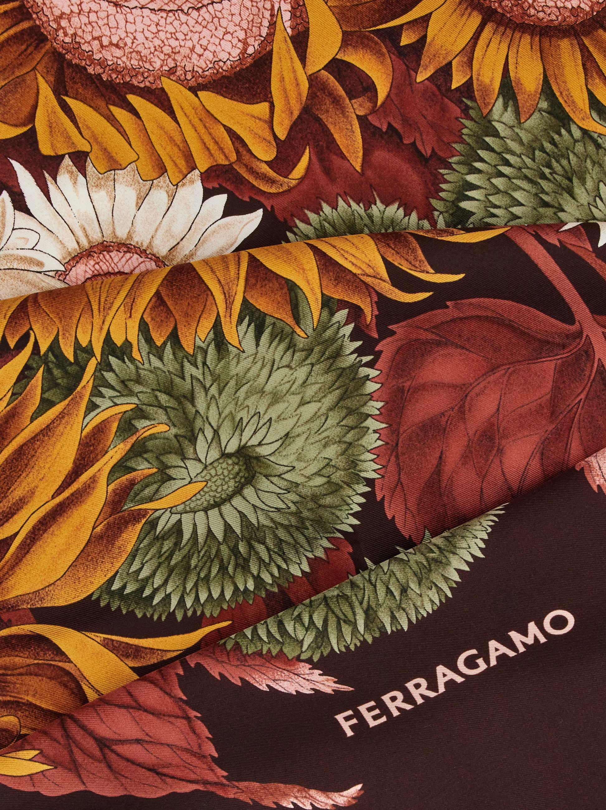 Salvatore Ferragamo シルクスカーフ ひまわり柄　ヴィンテージ シルク スカーフ - ウィメンズ | Ferragamo