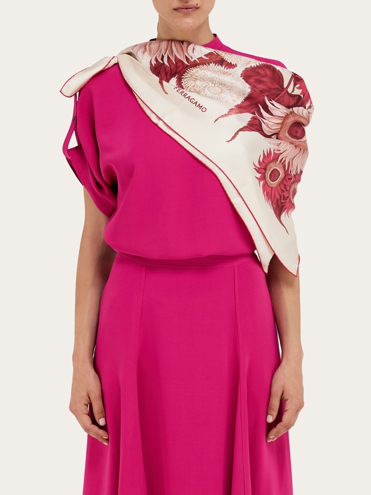 Sunflower print silk scarf Gallery image 3