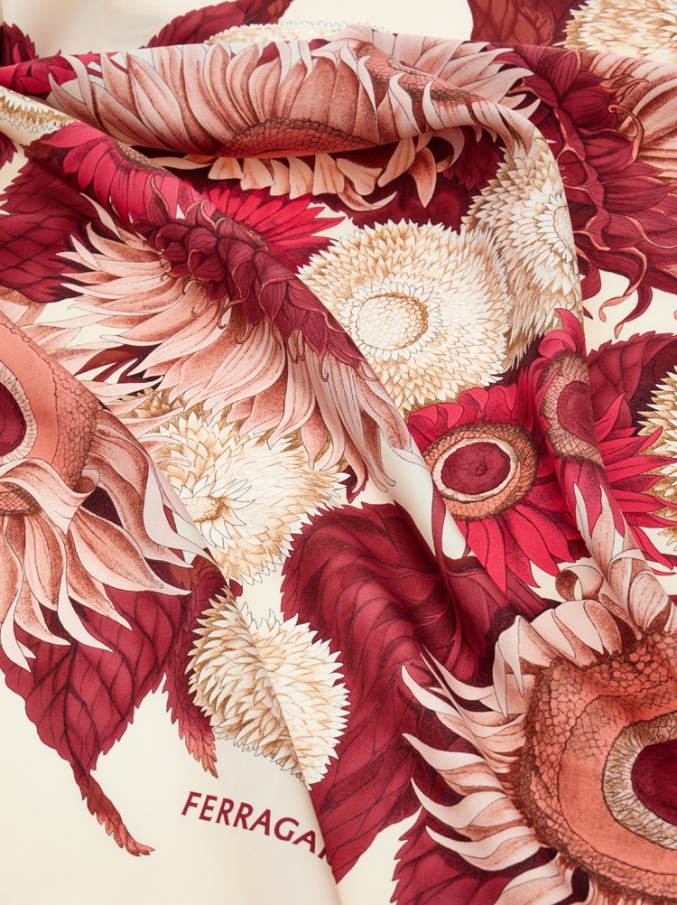 Sunflower print silk scarf Gallery image 4