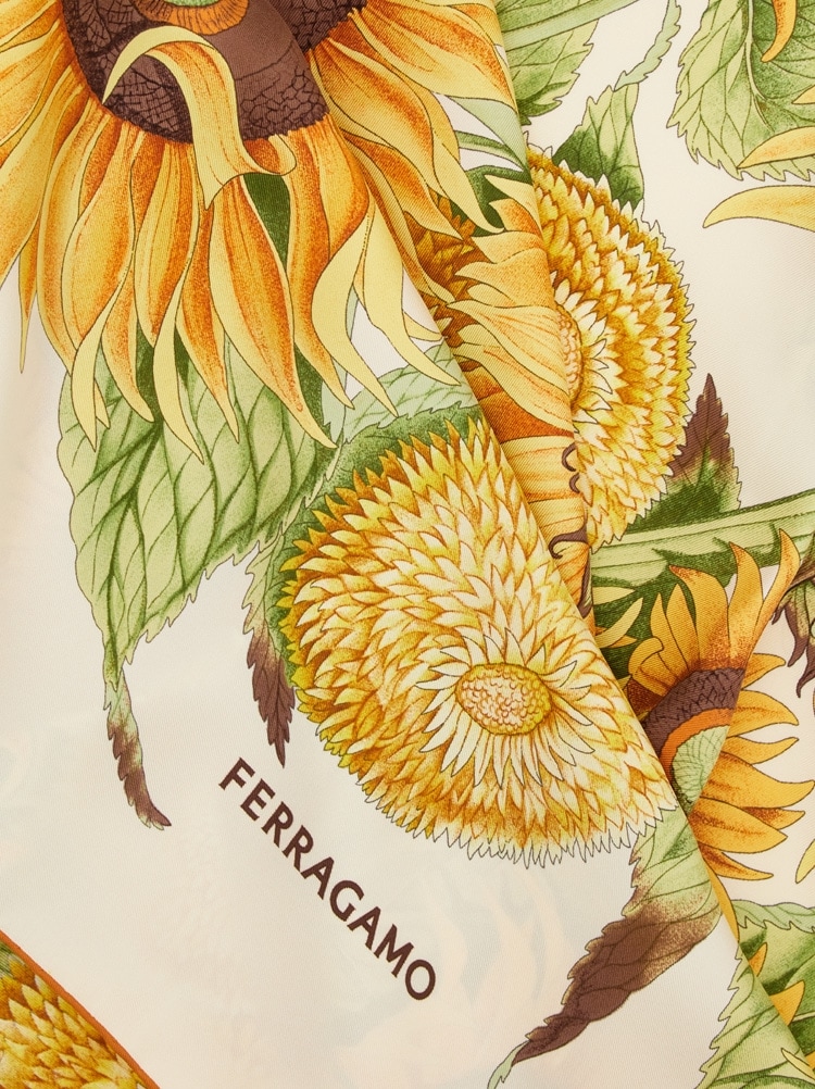 Sunflower print silk scarf Gallery image 2