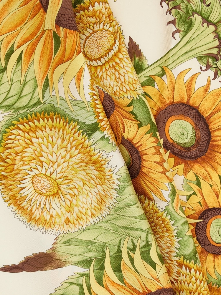 Sunflower print silk scarf Gallery image 4