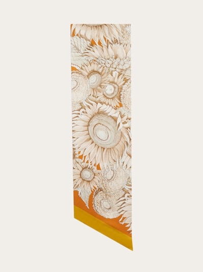スカーフ FERRAGAMO FW25 Bandeau 'Gravure' print (785719 ARANCIOROSA) Salvatore Ferragamo Gravure print silk bandeau - SENSER