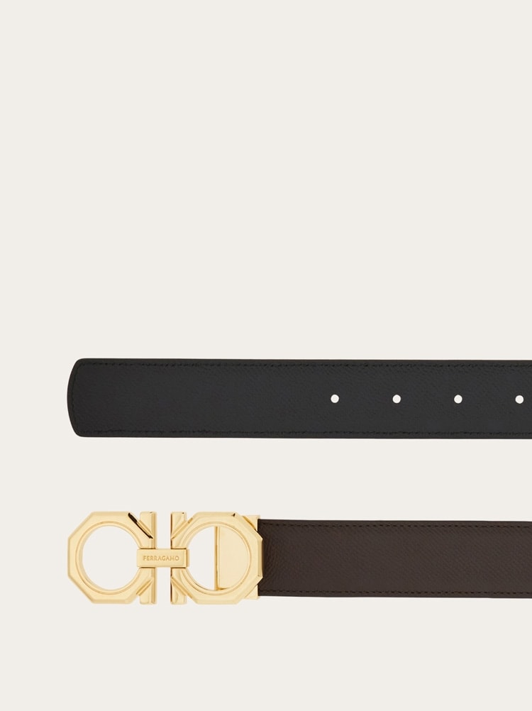 Reversible and adjustable Gancini belt Gallery image 2