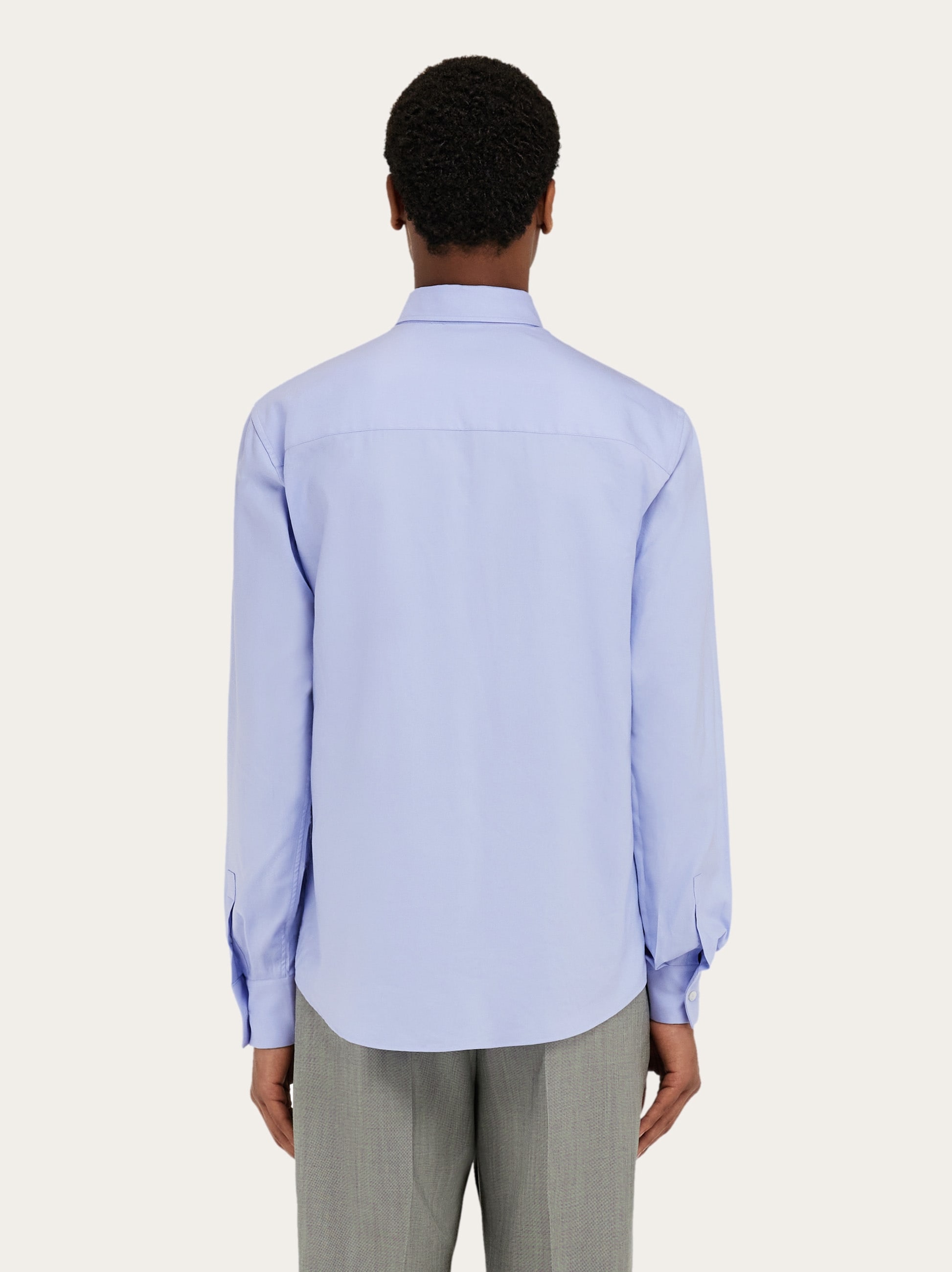 Shirt with tonal embroidered F - Men | Ferragamo