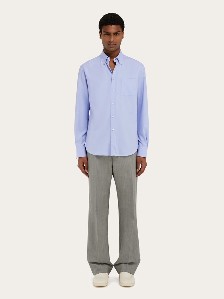 Shirt with tonal embroidered F - Men | Ferragamo