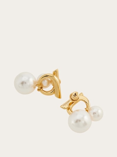ピアス FERRAGAMO FW25 STUD G PEARL (760121696454 CREAMORO) Double pearl earrings - Women | Ferragamo