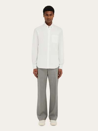 Shirt with tonal embroidered F - Men | Ferragamo