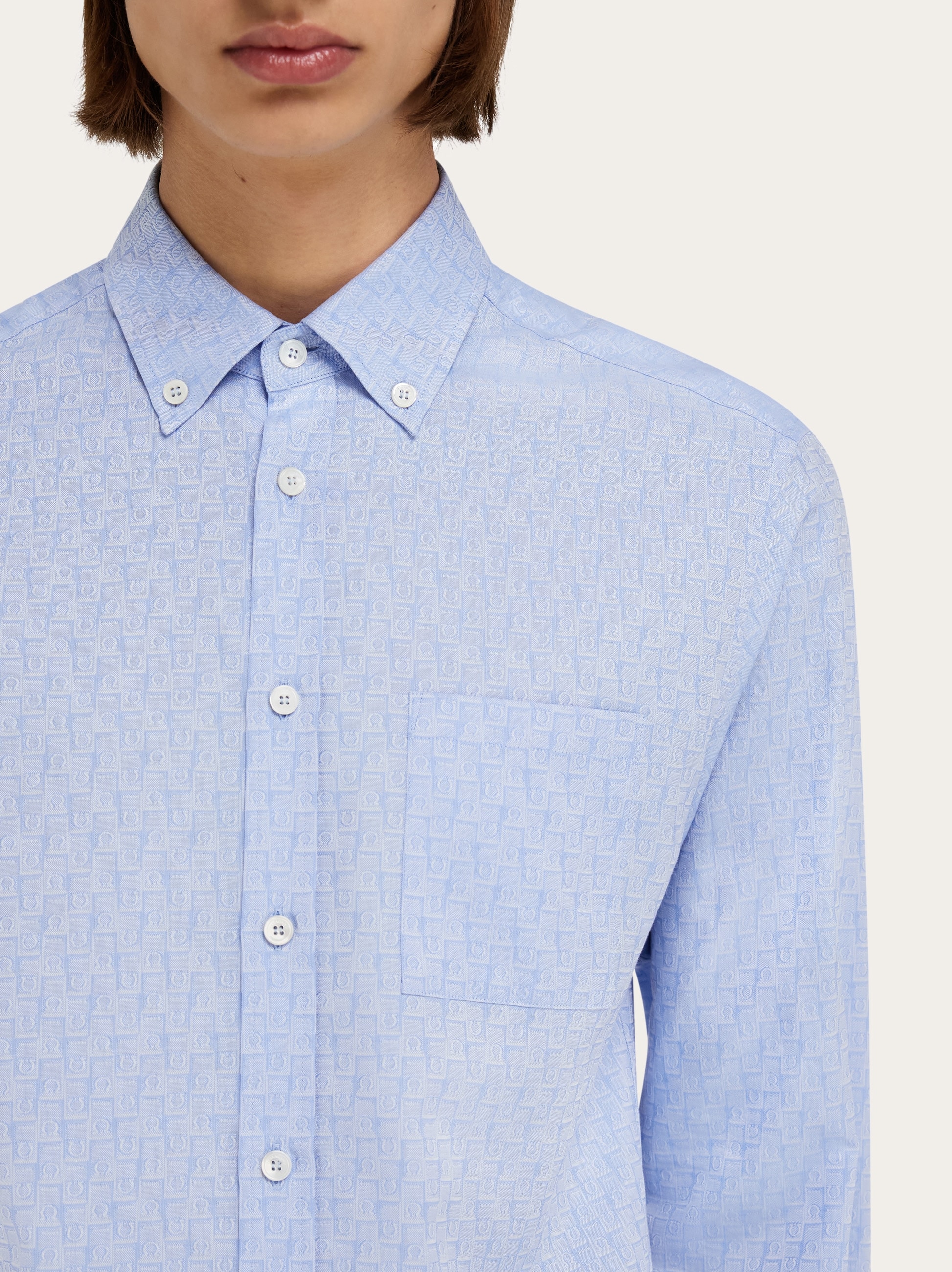 ferragamo dress shirt Micro-patterned shirt - Men