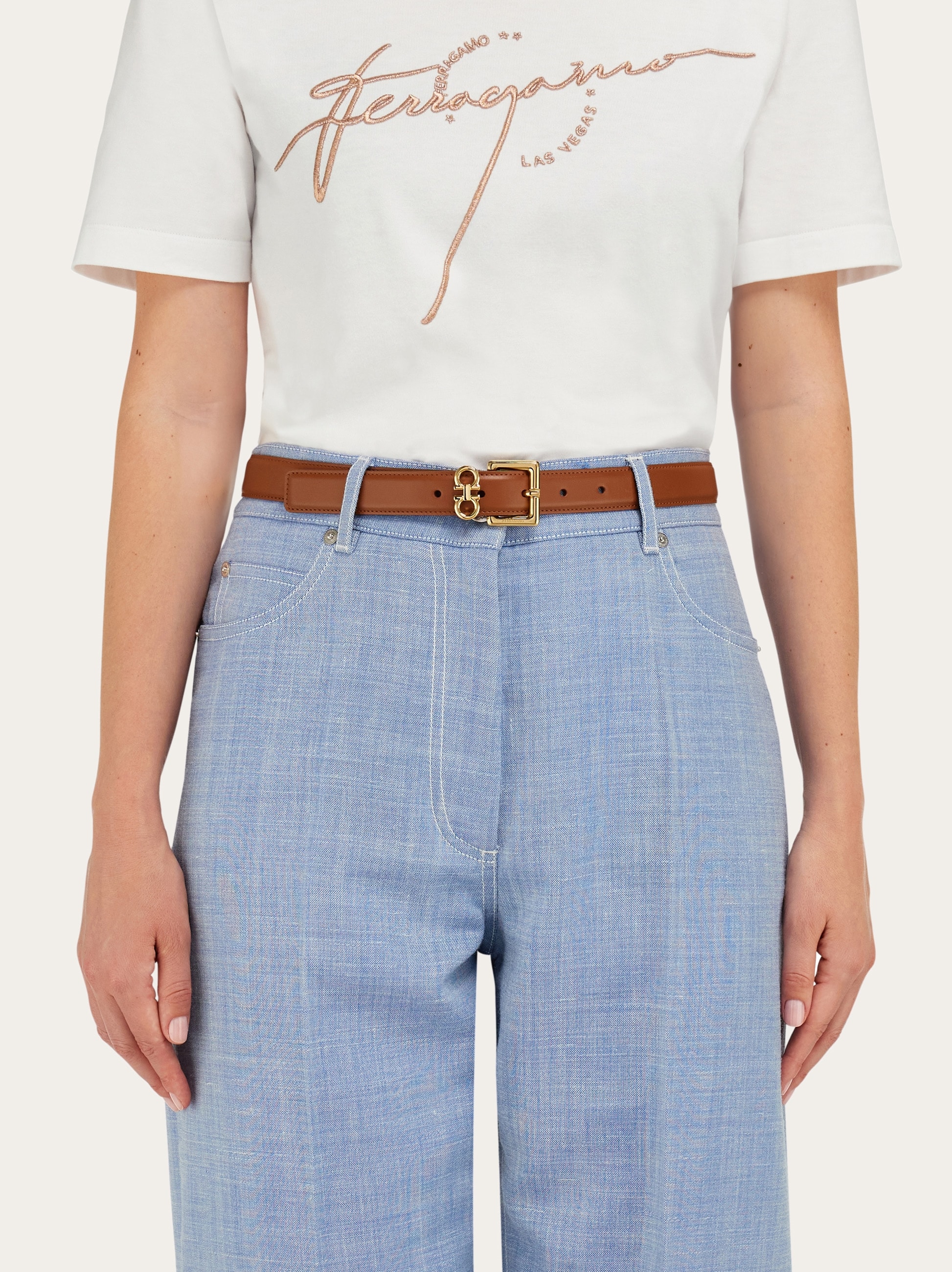 ベルト Salvatore Ferragamo Donna H.25 Double Gancini fixed belt - Women | Ferragamo