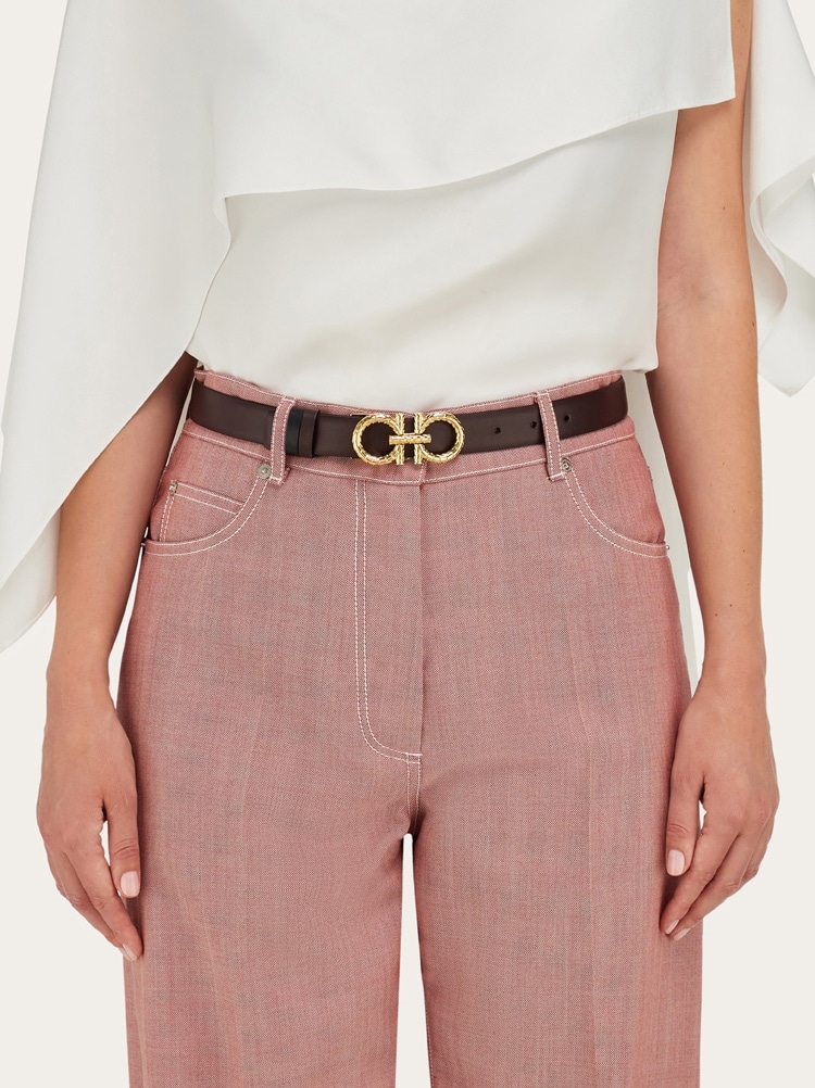 Adjustable and reversible Gancini belt Gallery image 4