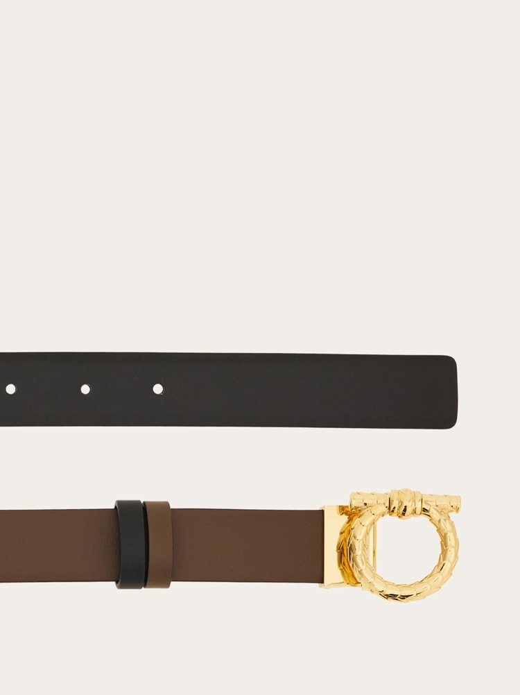 Adjustable and reversible Gancini belt Gallery image 2