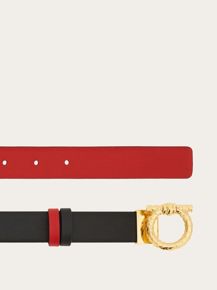 Adjustable and reversible Gancini belt Gallery image 2