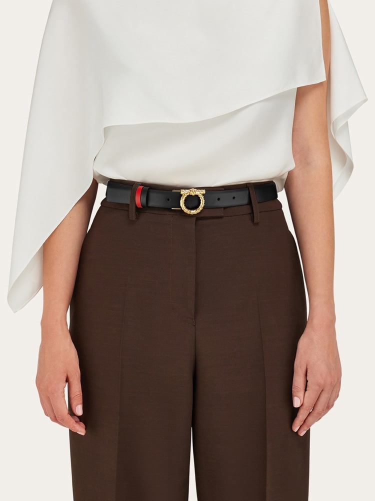 Adjustable and reversible Gancini belt Gallery image 4