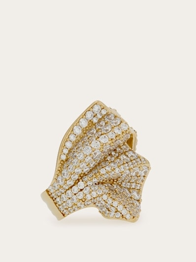 【送料&関税込】Ferragamo An Drape Embellished Ring Drape ring with crystals - size 50 - Women | Ferragamo