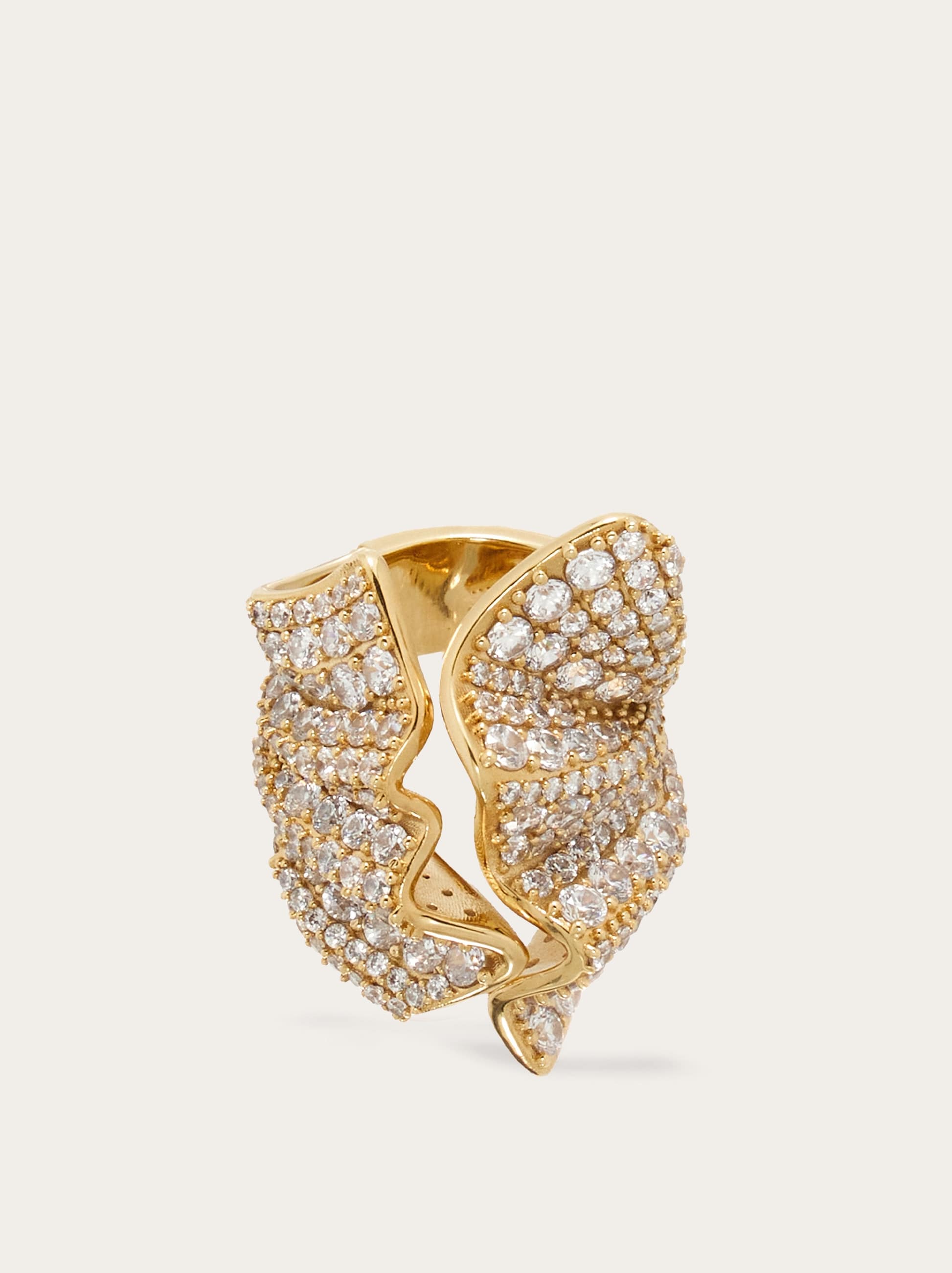 【送料&関税込】Ferragamo Br Drap Ring Drape ring with crystals - size 54 - Women | Ferragamo