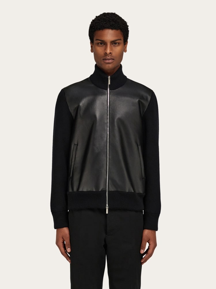 Bomber in pelle e lana Gallery image 2