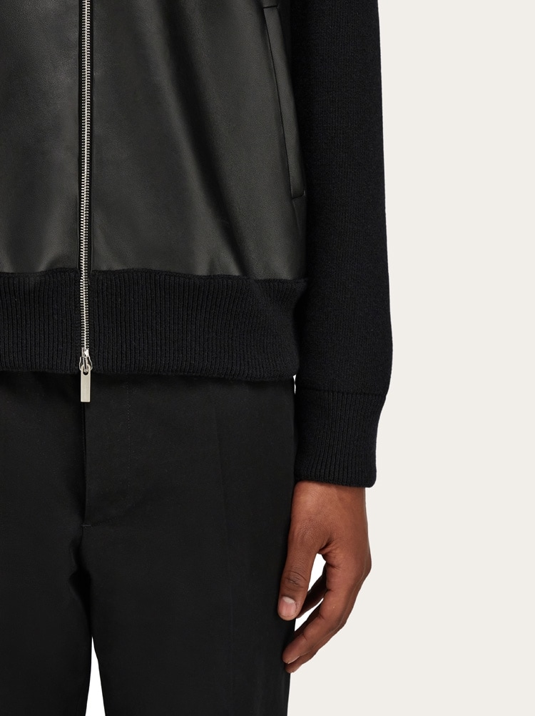 Bomber in pelle e lana Gallery image 5