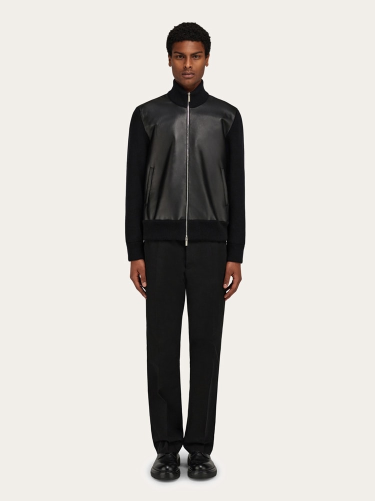 Bomber in pelle e lana Gallery image 7