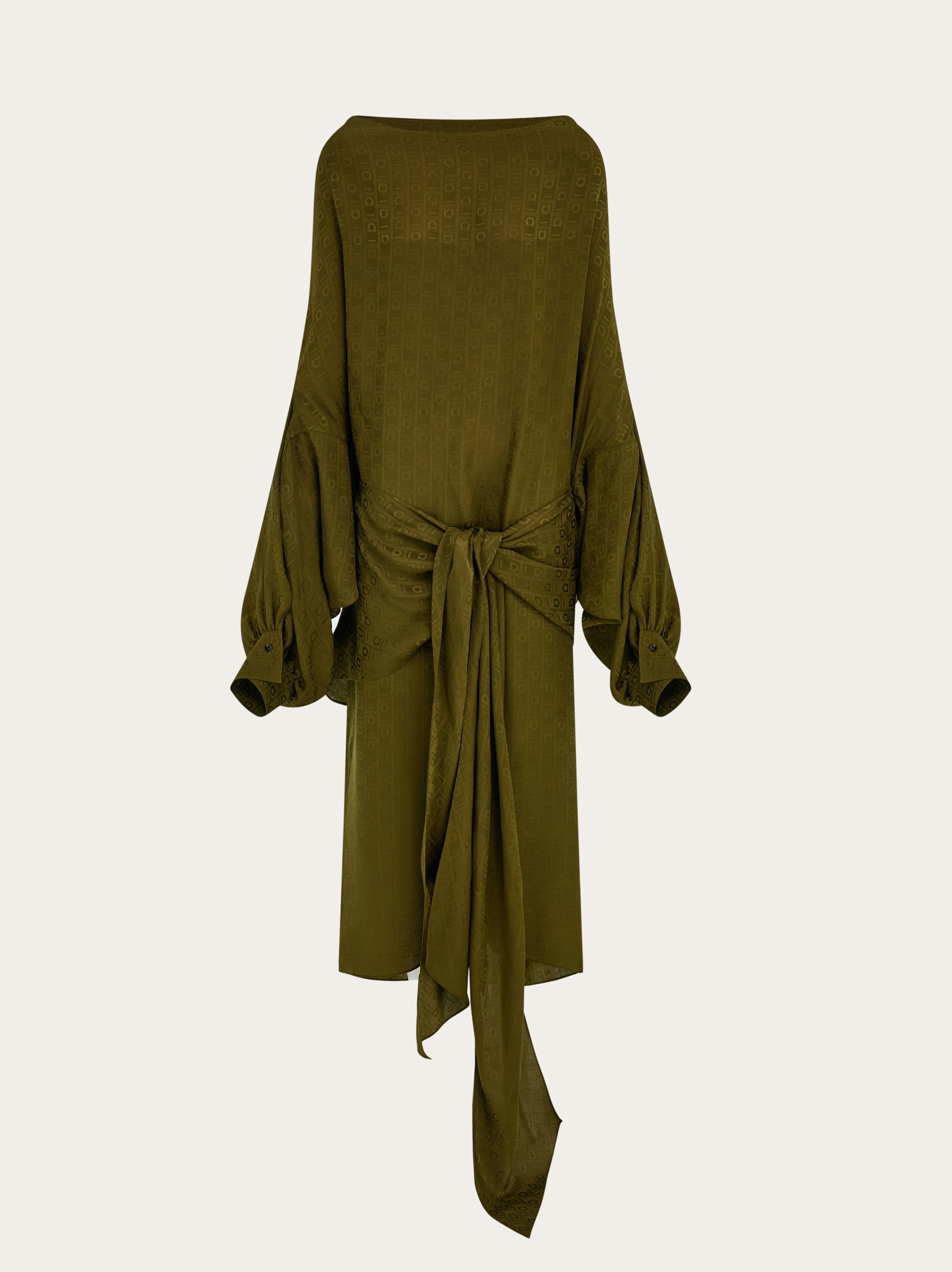 ワンピース SALVATORE FERRAGAMO Olive Green Silk Dress Ferragamo Monogram Silk Dress | Green | FARFETCH