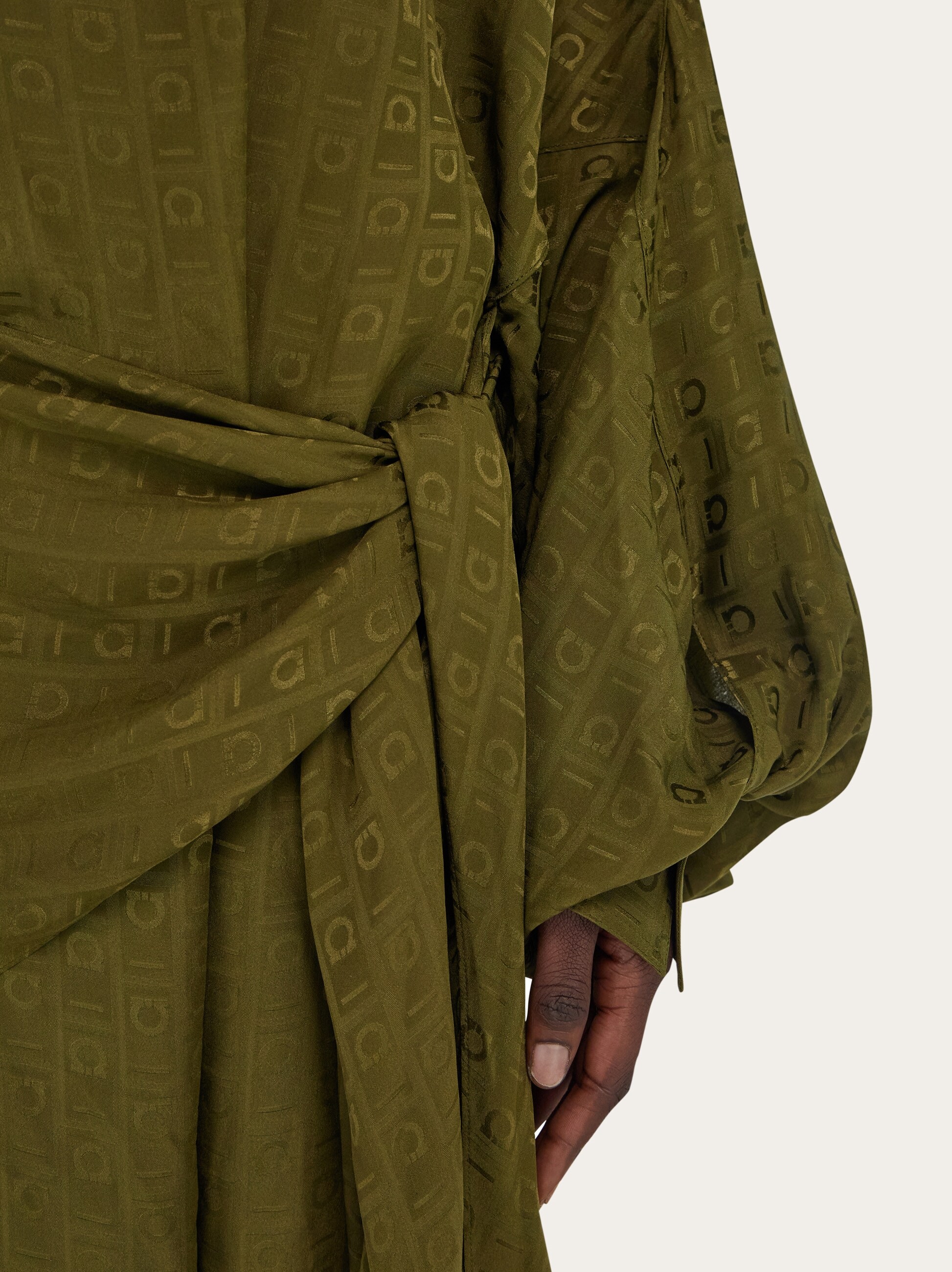 Layered silk dress with Ferragamo monogram motif - Women