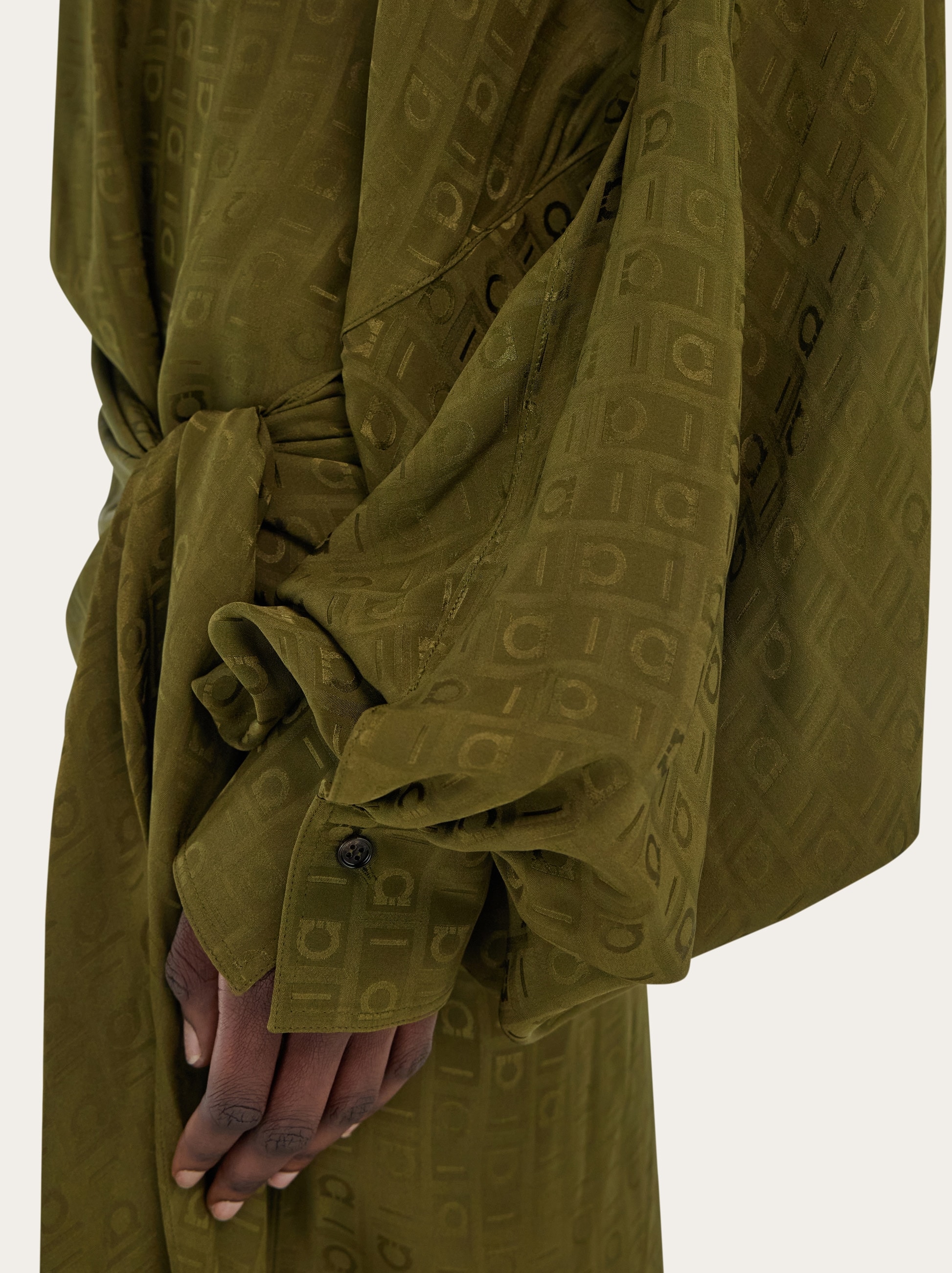Layered silk dress with Ferragamo monogram motif - Women