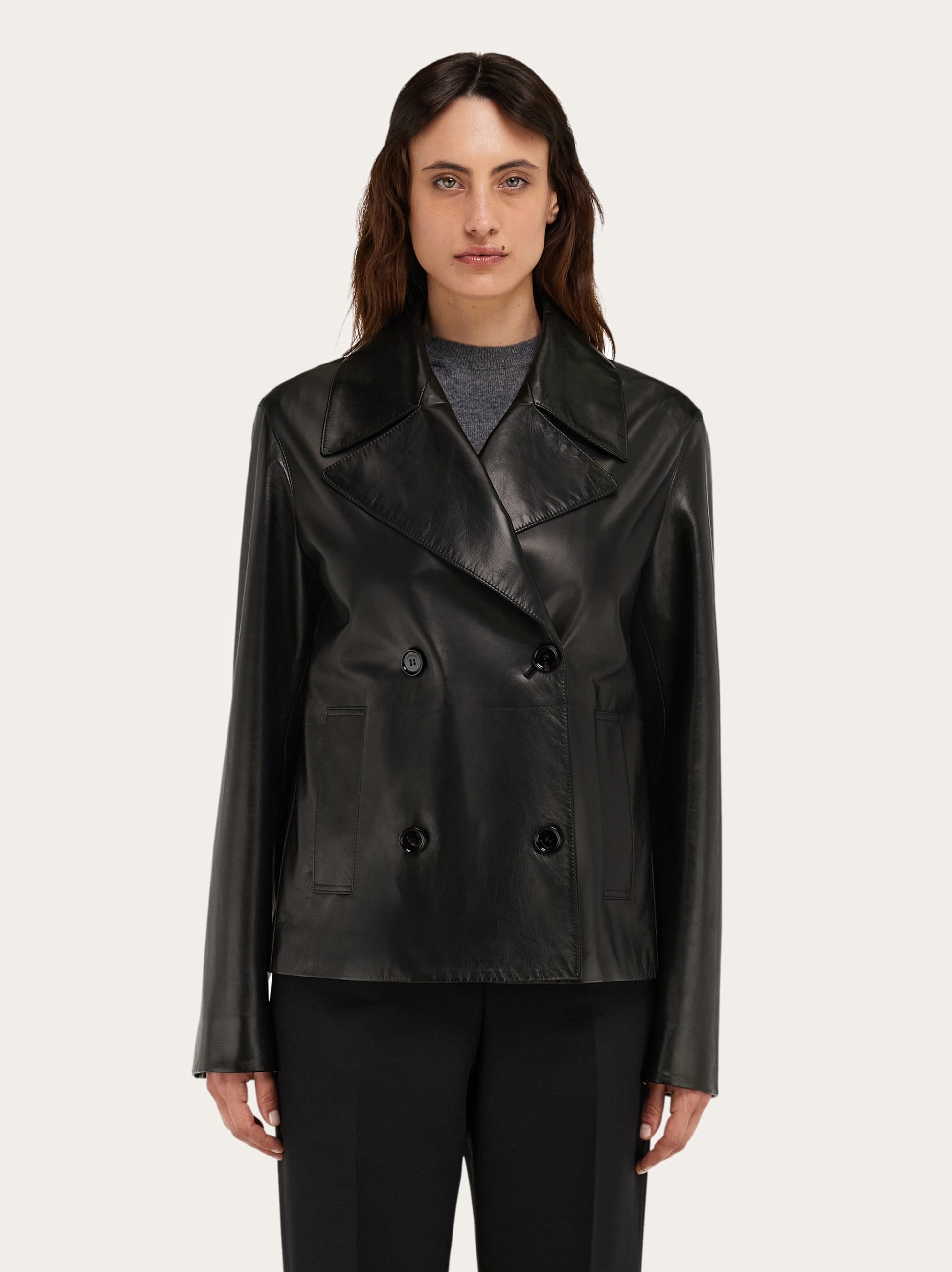 【Ferragamo】レザージャケット 黒 レディース レザージャケット - ウィメンズ | Ferragamo