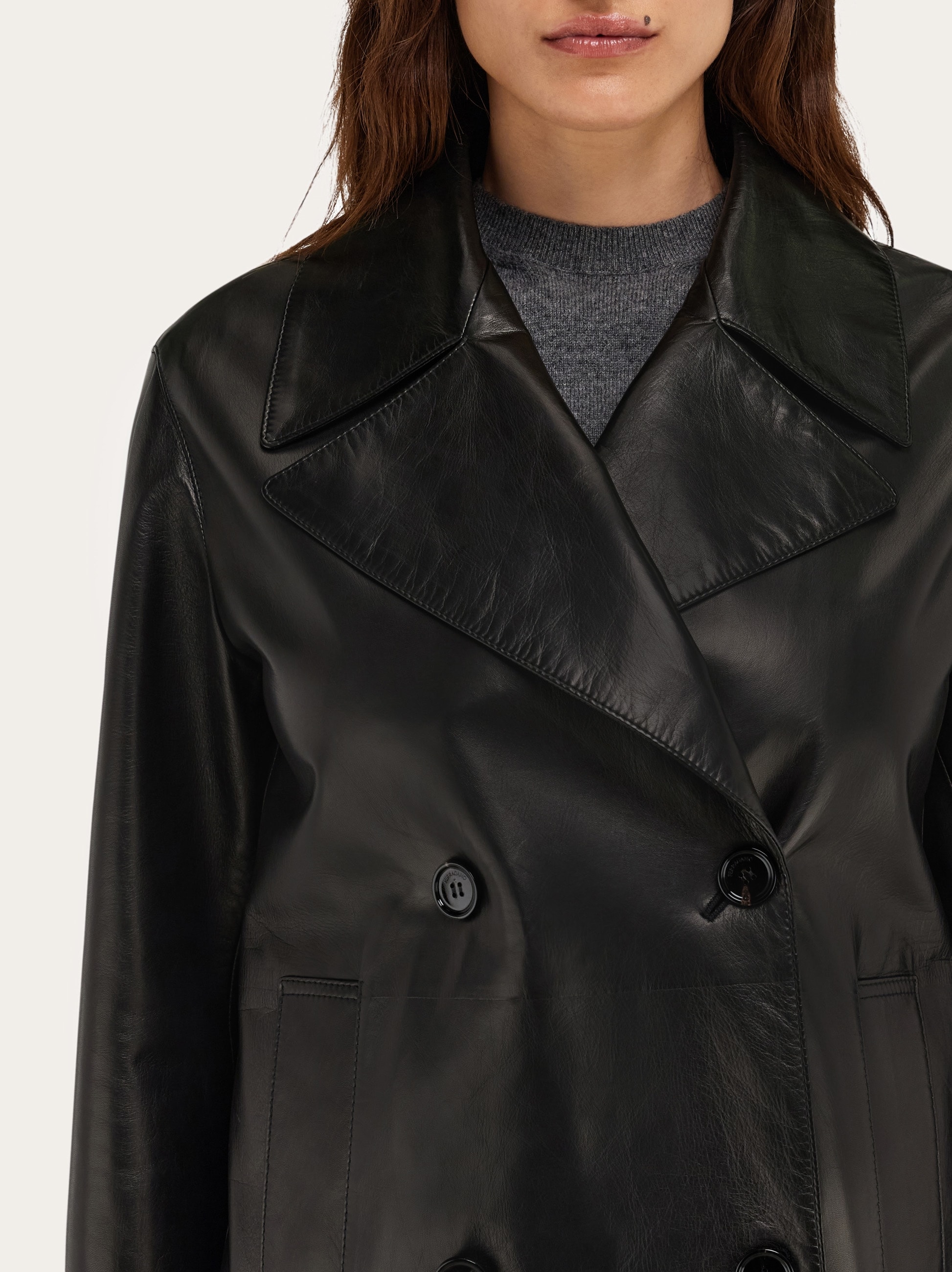 【Ferragamo】レザージャケット 黒 レディース レザージャケット - ウィメンズ | Ferragamo