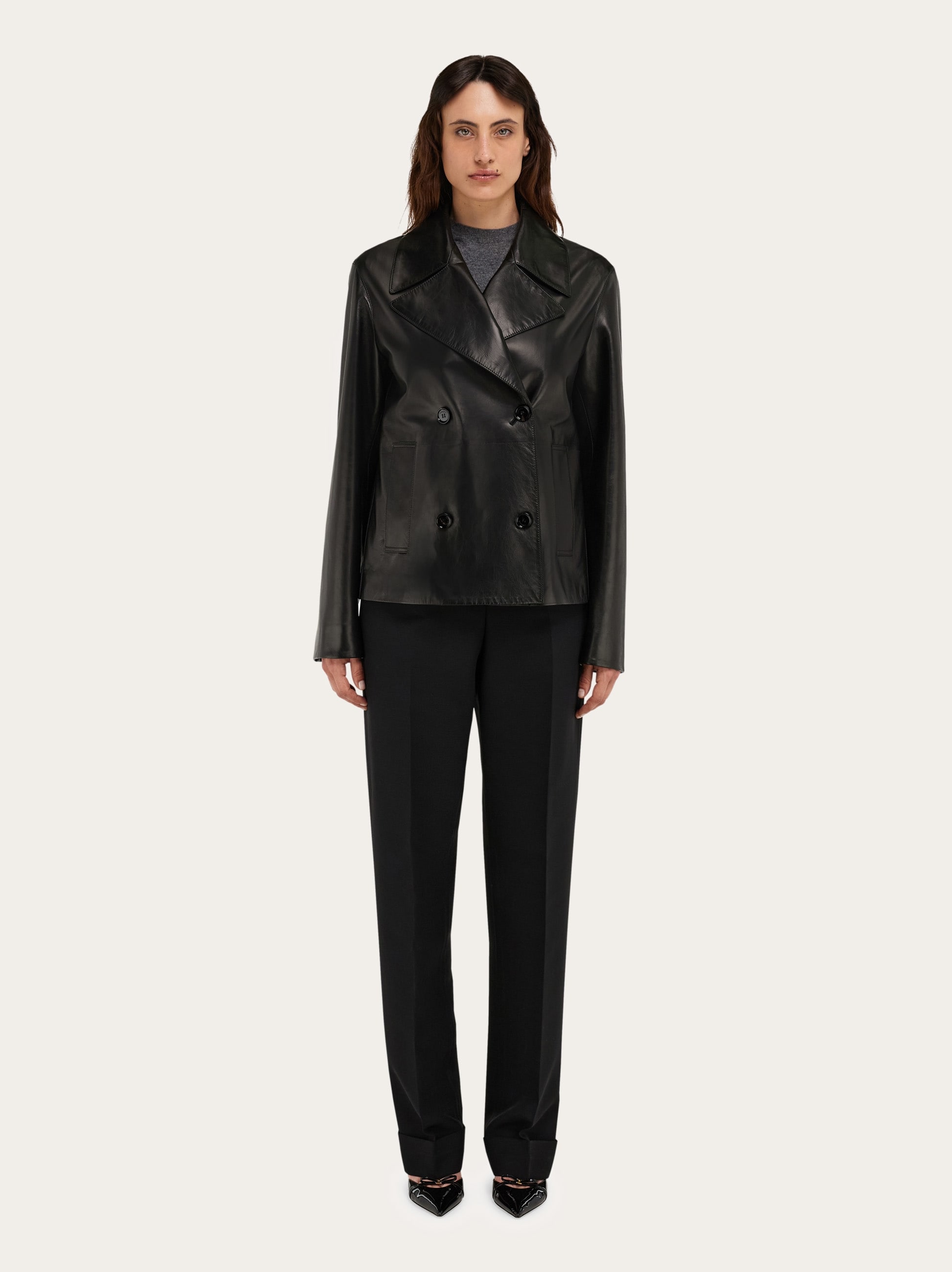 【Ferragamo】レザージャケット 黒 レディース レザージャケット - ウィメンズ | Ferragamo