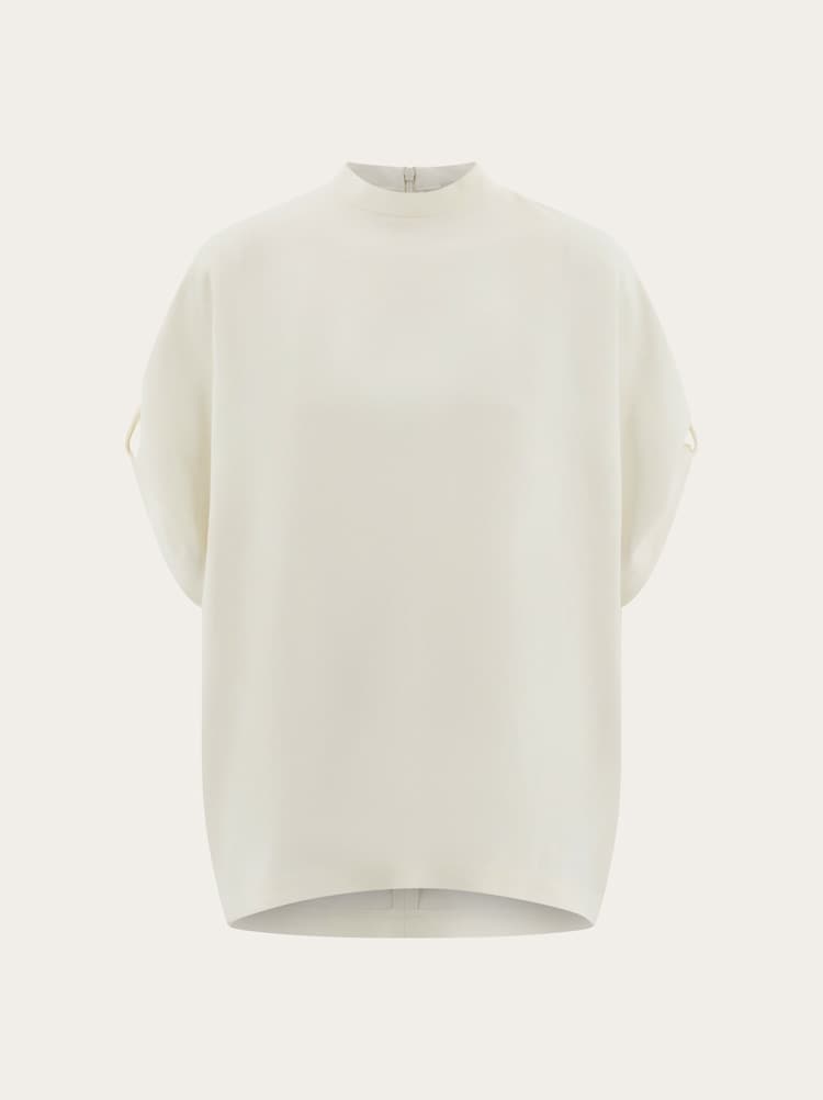 Crew neck T-shirt with turned up sleeve Gallery image 1