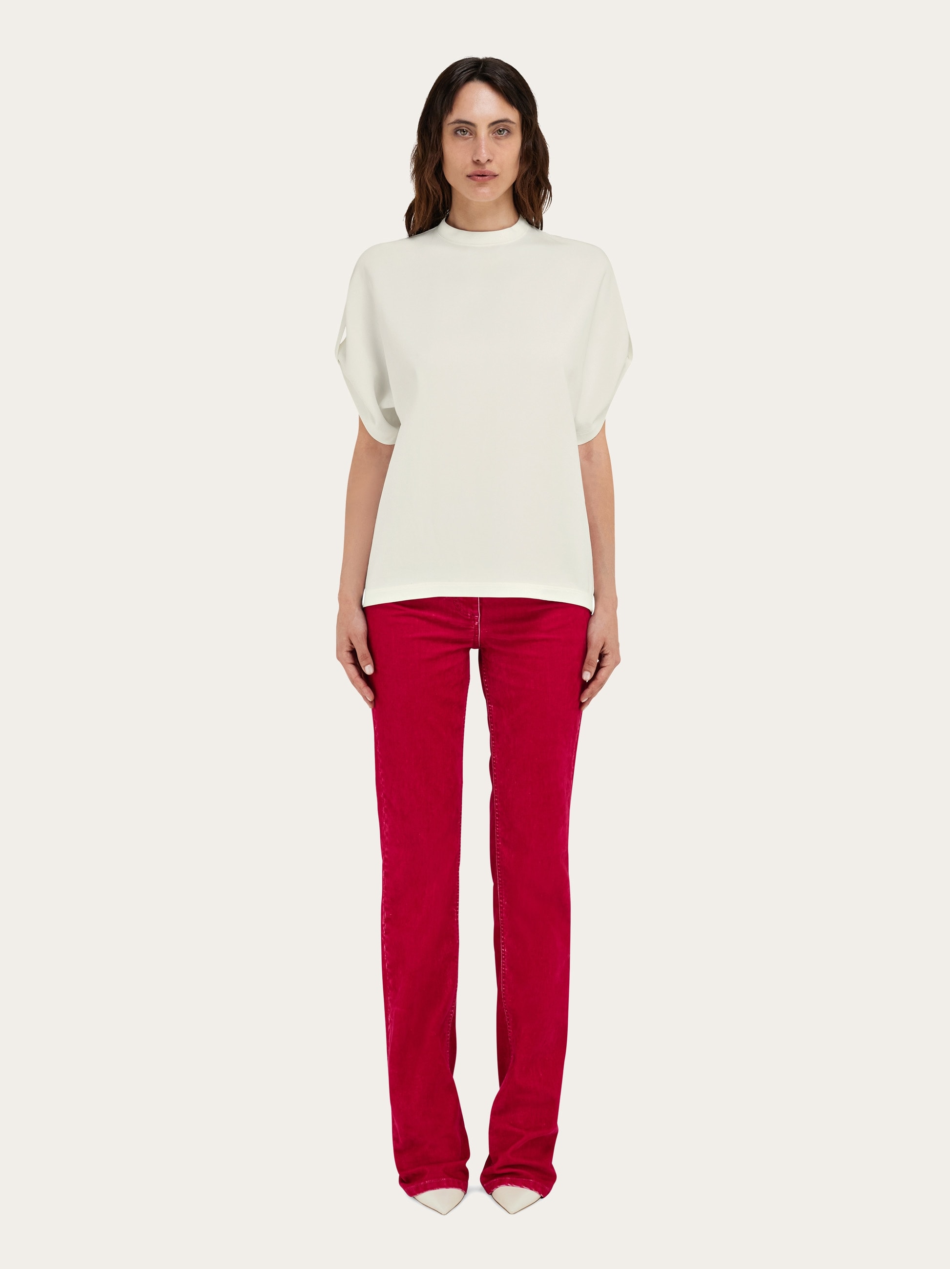 Tシャツ・カットソー SALVATORE FERRAGAMO WHITE CREPE TOP Salvatore Ferragamo Men's T-Shirt Size L