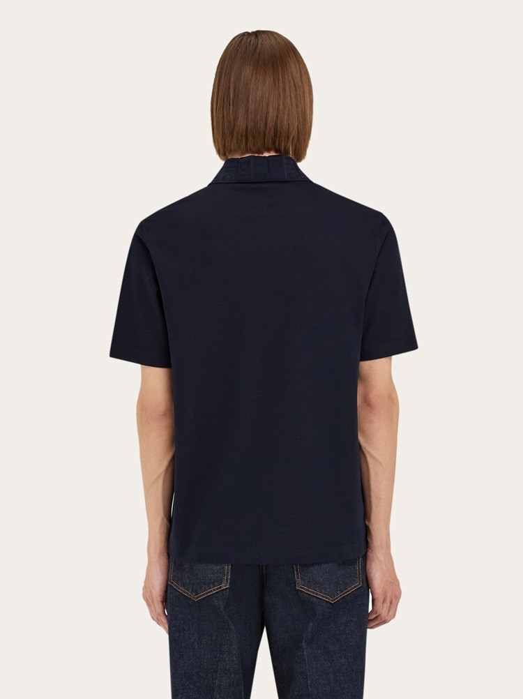 V-neck polo with jacquard pocket detail Gallery image 3