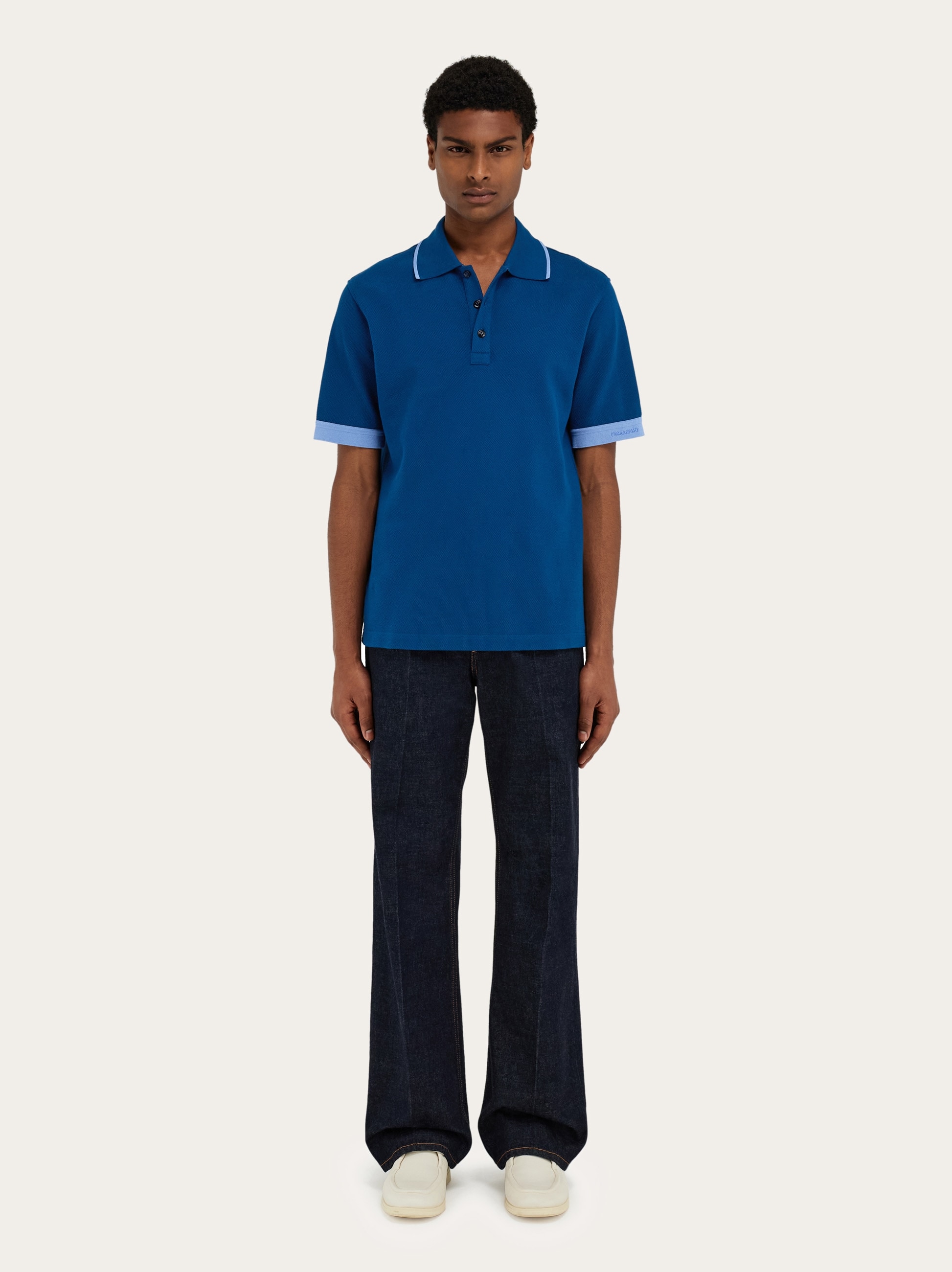 Polo shirt with contrasting sleeve detail - Men | Ferragamo
