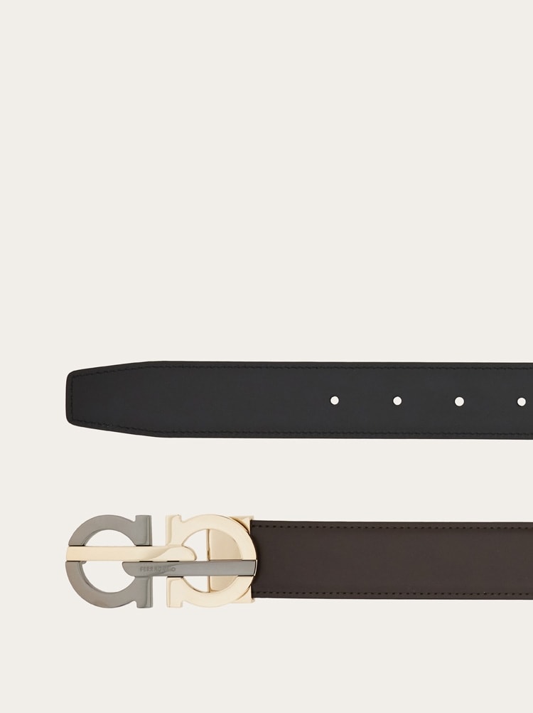 Reversible and adjustable Gancini belt Gallery image 2