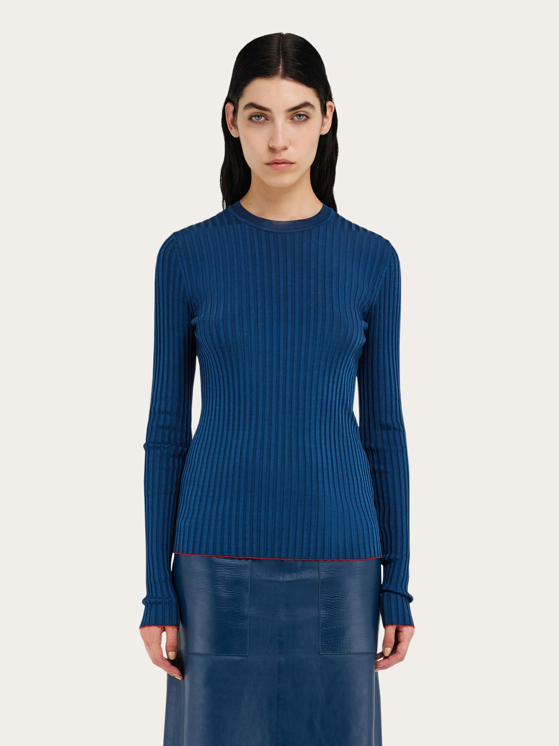 Ribbed crew neck top - Women | Ferragamo