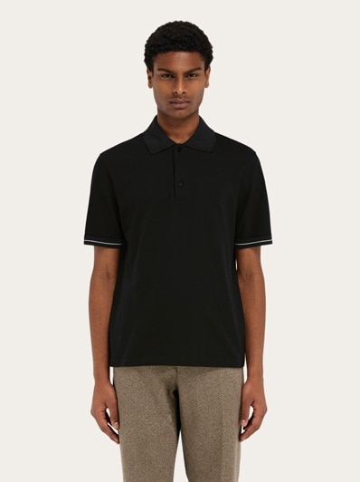 Tシャツ・カットソー SALVATORE FERRAGAMO Graphite Cotton Blend Polo Shirt Ferragamo Zipped polo shirt - Blue - Men | 126153H4969969