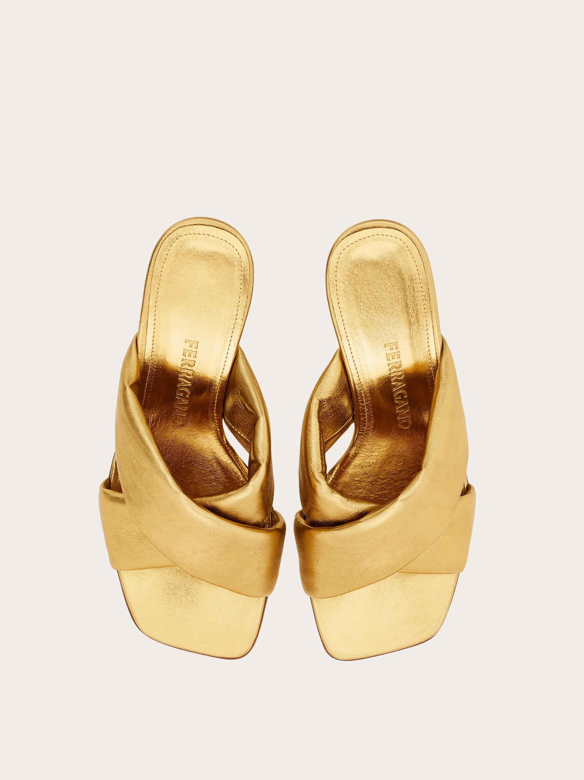 Padded sandal with Gancini heel - Women | Ferragamo