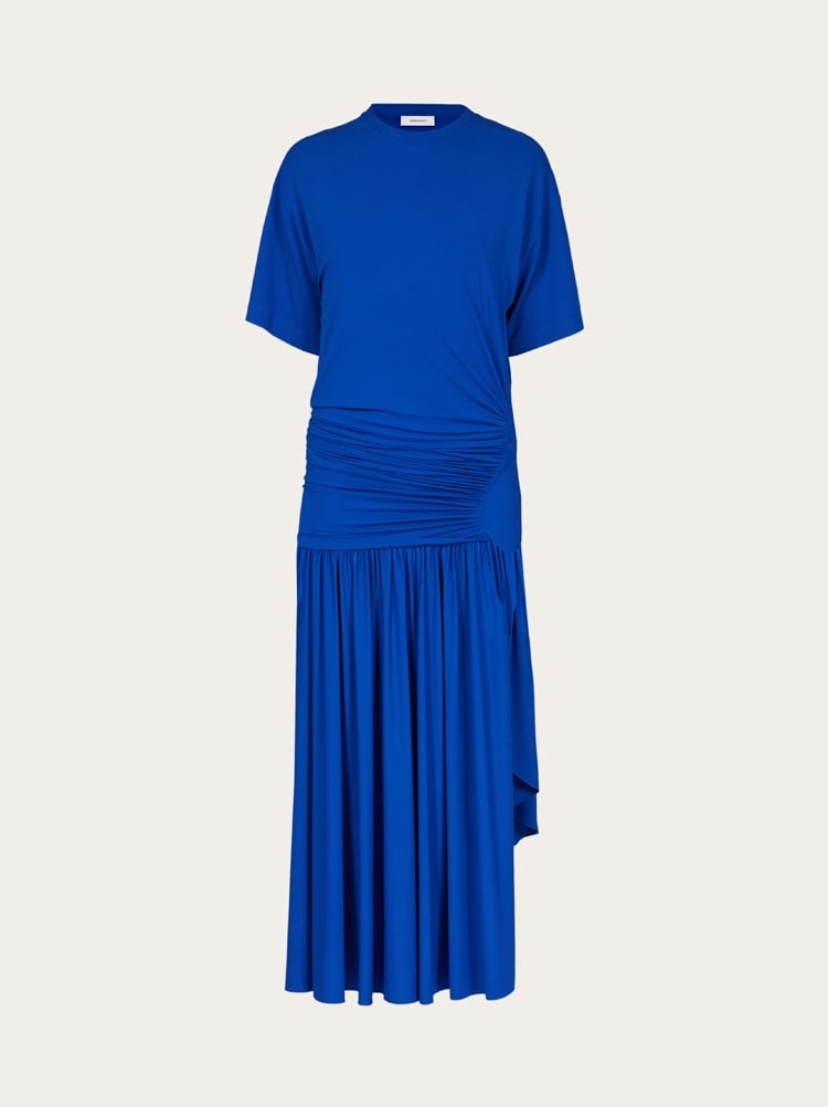 Long T-shirt dress with drape detail Gallery image 1