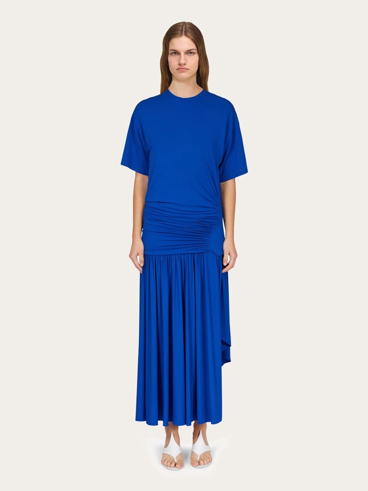 Long T-shirt dress with drape detail Gallery image 2
