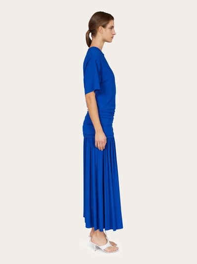 ワンピース FERRAGAMO LONG BLUE DRESS WITH DRAPING FERRAGAMO Long blue dress with draping | thedoublef | REVERSIBLE