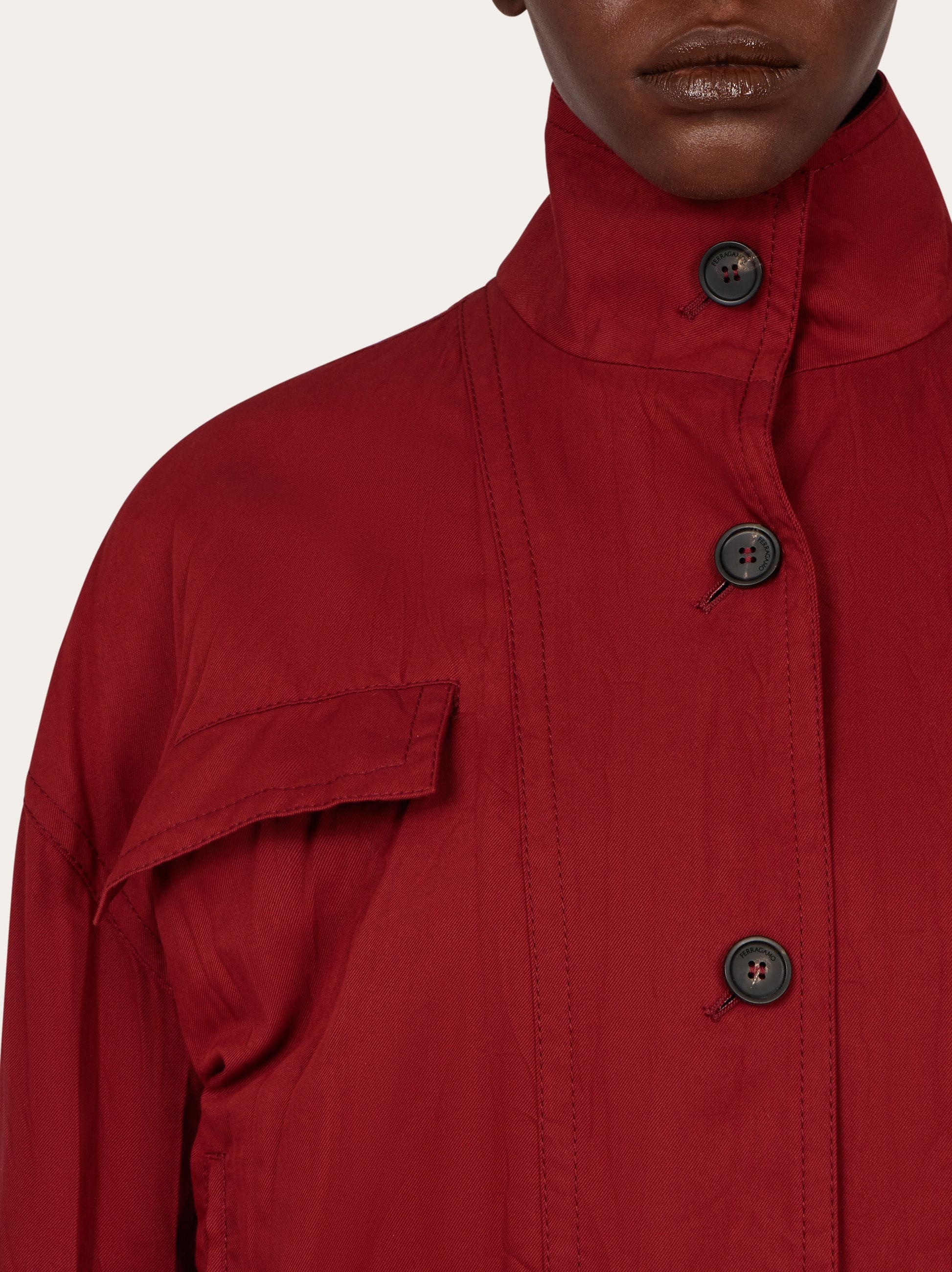 コート FERRAGAMO COAT (13G151777632 BORDEAUX) Ferragamo Tiziano Red Wool Blend Coat | italist