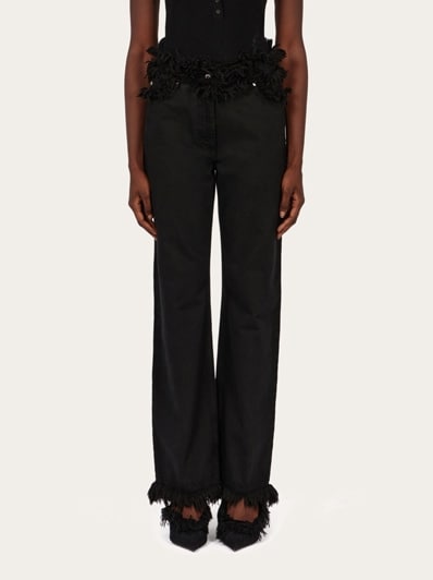 デニム・ジーパン FERRAGAMO Woman Jeans Black 13G876 782632 002 Ferragamo Women Frayed Edges Jeans | Luosophy | San Diego, CA