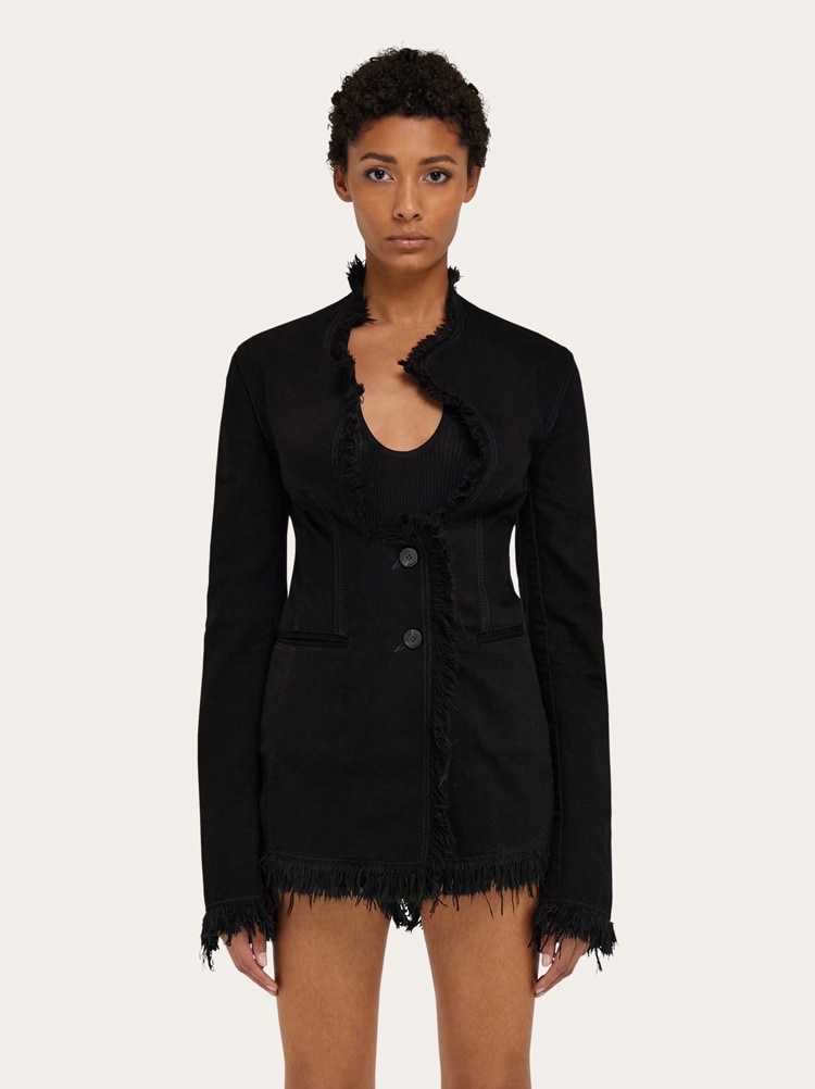 Cotton blazer with fringe detail Gallery image 2
