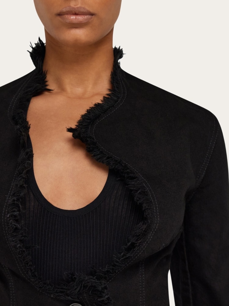Cotton blazer with fringe detail Gallery image 4