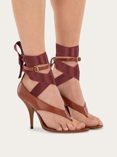 Heeled sandal with ribbon - Women | Ferragamo