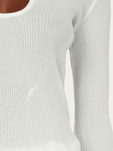 Ferragamo Cotton Top With Shaped Neckline ホワイト Top with rippled neckline - Women | Ferragamo