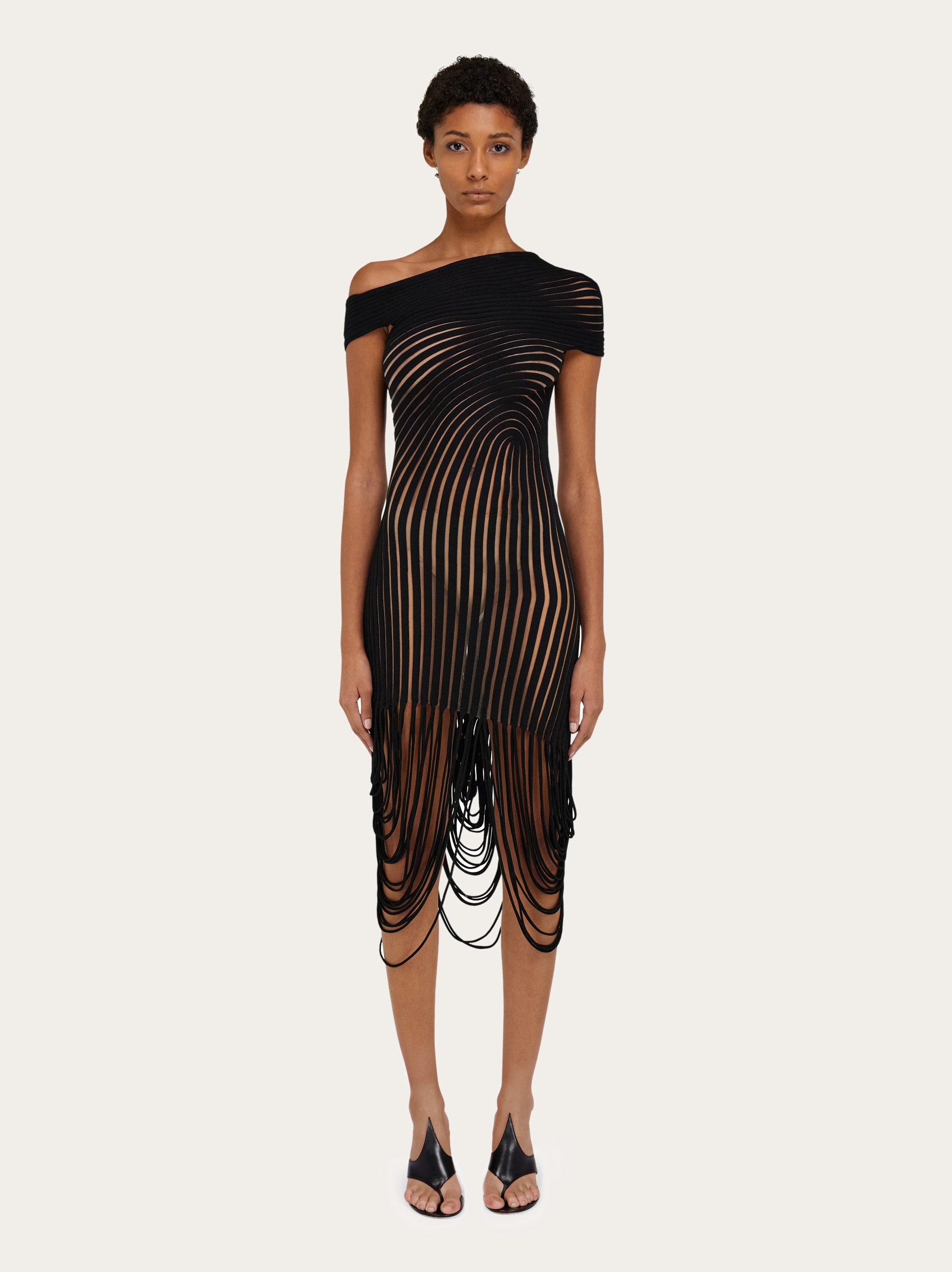 Midi dress with asymmetric drape - Women | Ferragamo